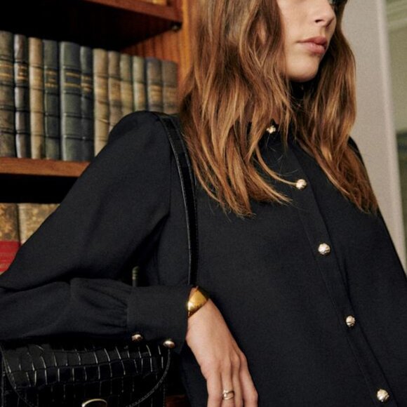 Sezane Tops - Sezane Romaine Shirt - Black